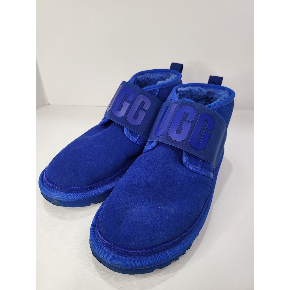 UGG Neumel Graphic Band Electric Blue Suede Boots Mens 8 Model 1119392